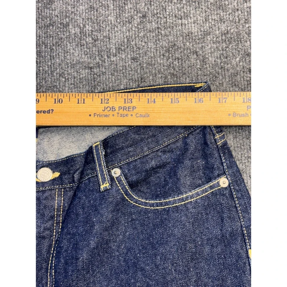 Tommy Jeans Womens 13/30 Blue Denim Mid Rise Straight Contrast Stitch‎ Dark Wash